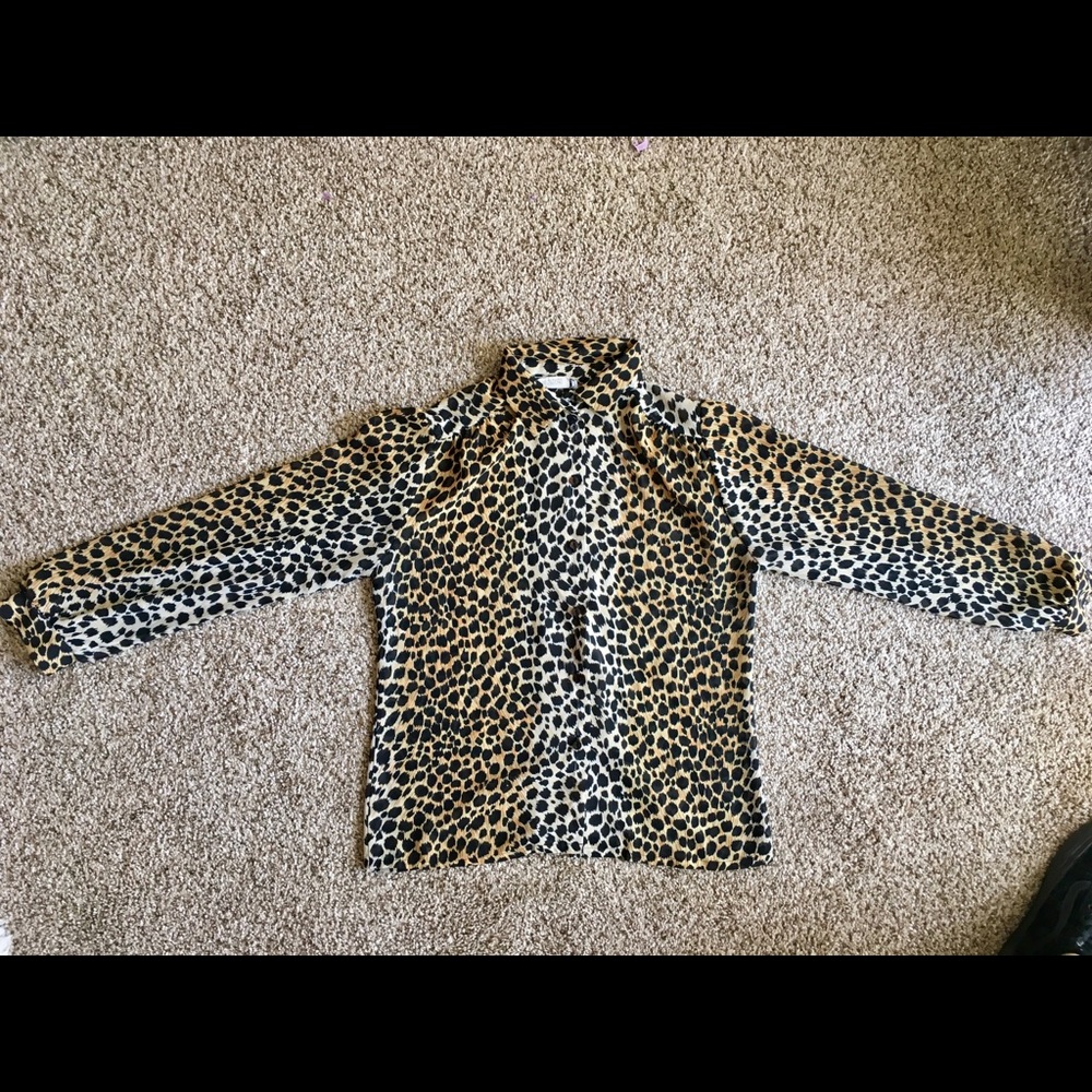 Vintage sheer leopard print blouse.
